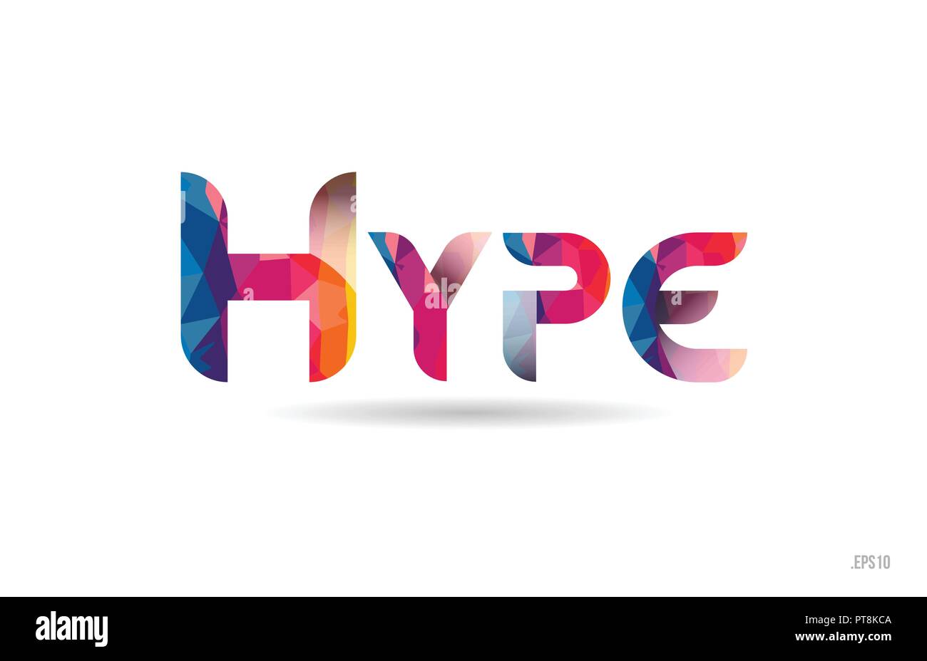 hype colored rainbow word text suitable for card, brochure or