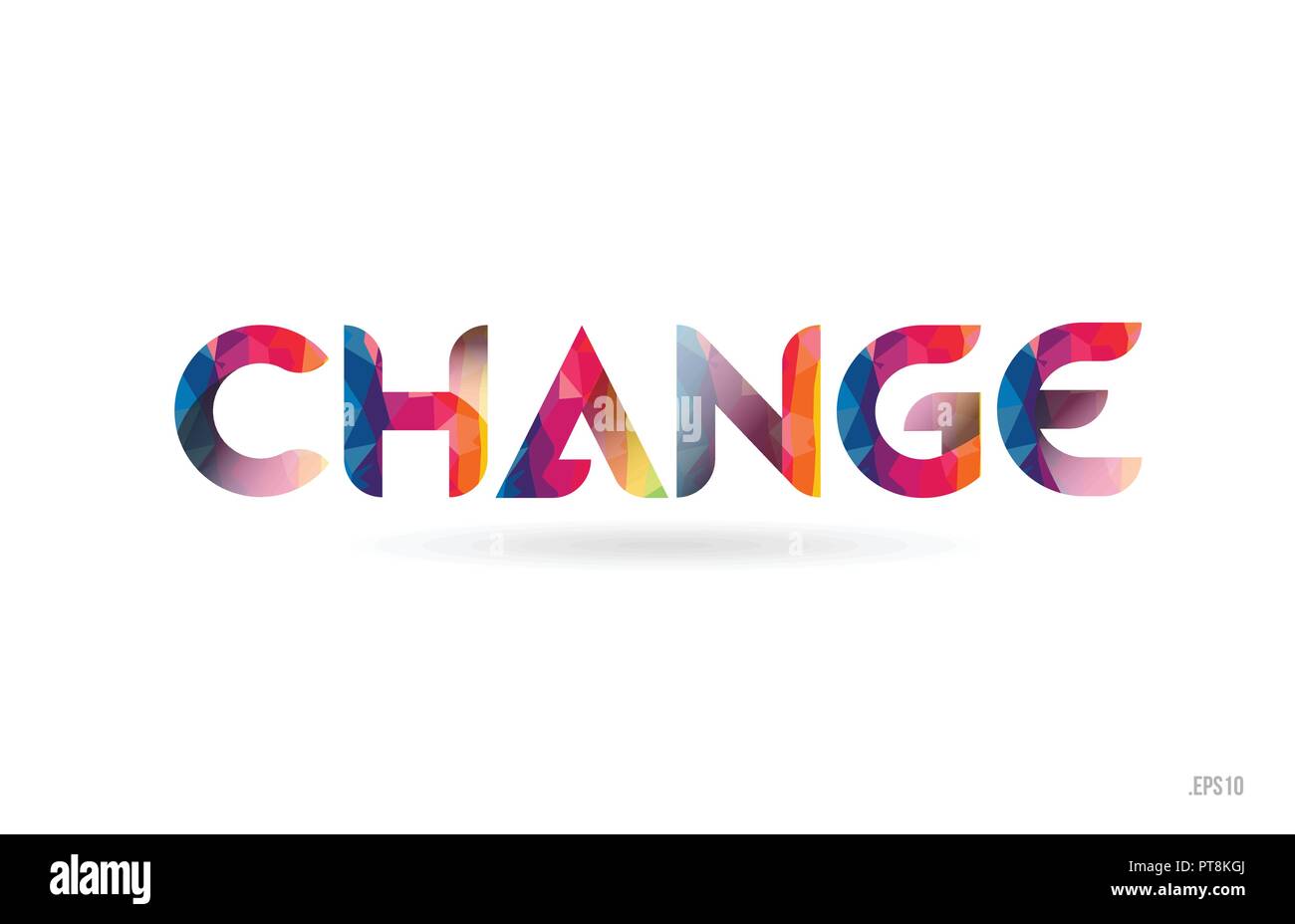 change colored rainbow word text suitable for card, brochure or ...