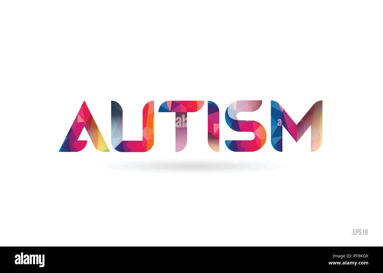 autism colored rainbow word text suitable for card, brochure or typography logo design Stock Vector