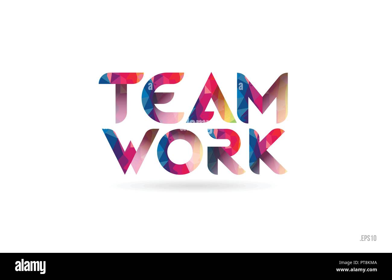 Teamwork Colored Rainbow Word Text Suitable For Card Brochure Or