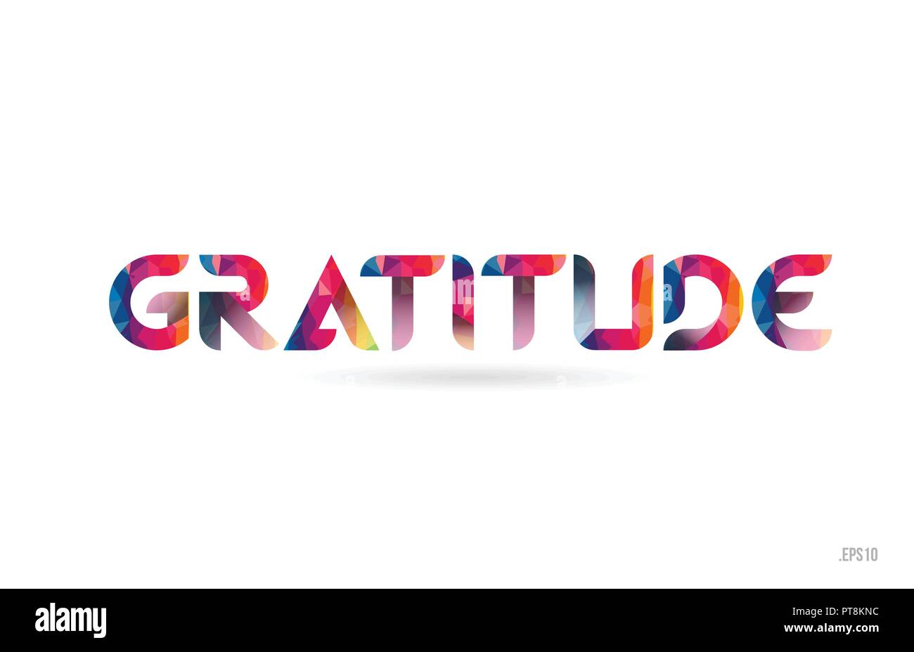 gratitude colored rainbow word text suitable for card, brochure or