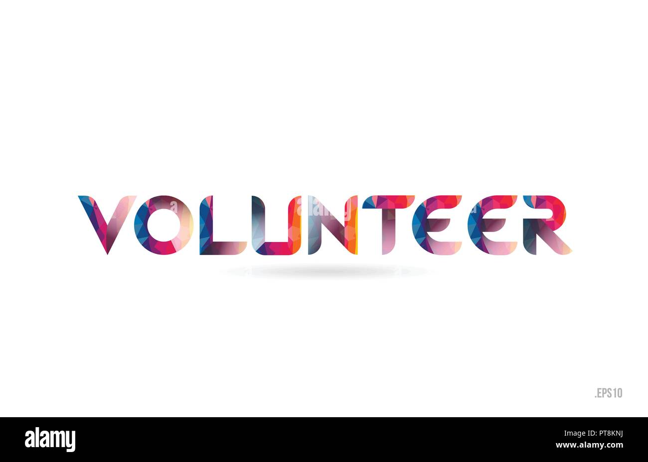 volunteer colored rainbow word text suitable for card brochure or volunteer word