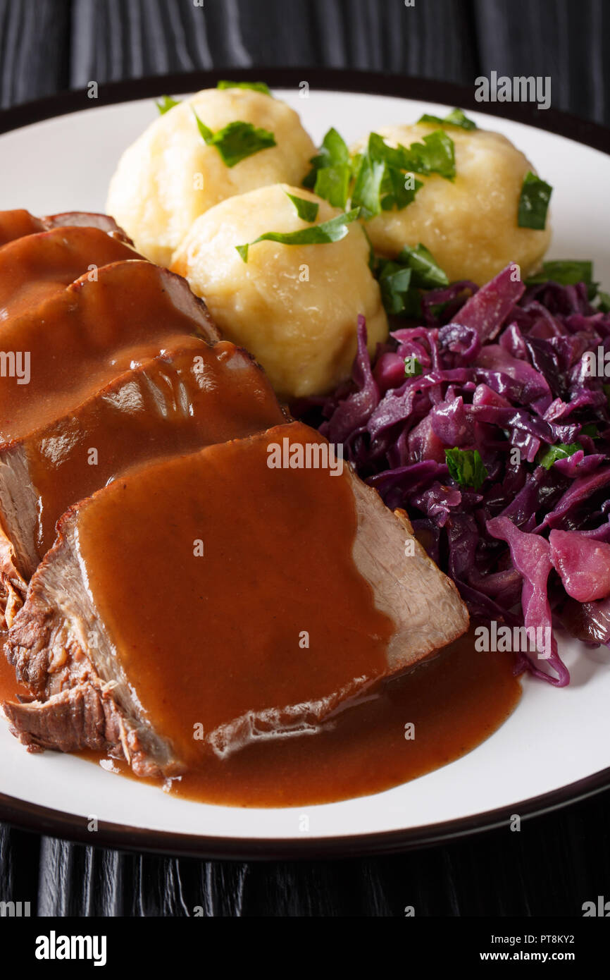 Sauerbraten meat and potato dumpling hires stock photography and