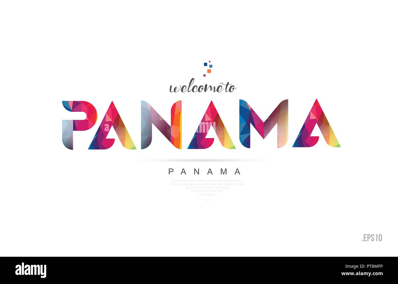 to panama panama city card and letter design in colorful rainbow color and typographic
