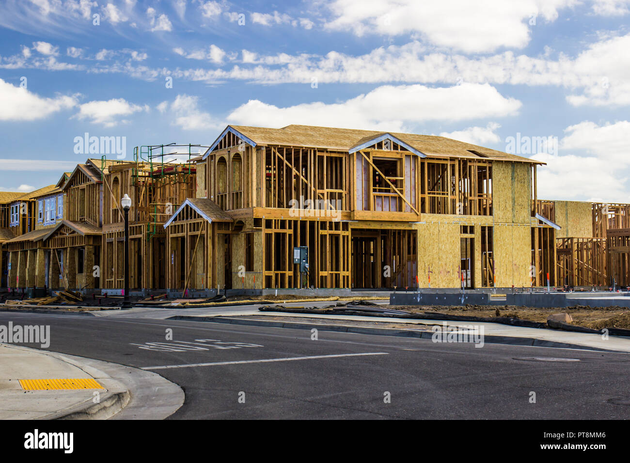 Brand New Two Story Homes Under Construction Stock Photo Alamy