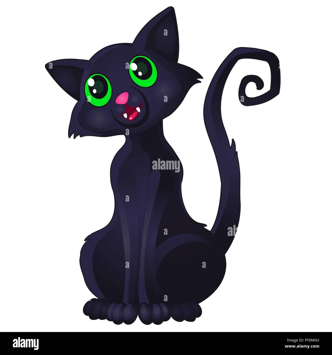 Funny Black Cat. Vector Illustration Stock Vector Image & Art - Alamy