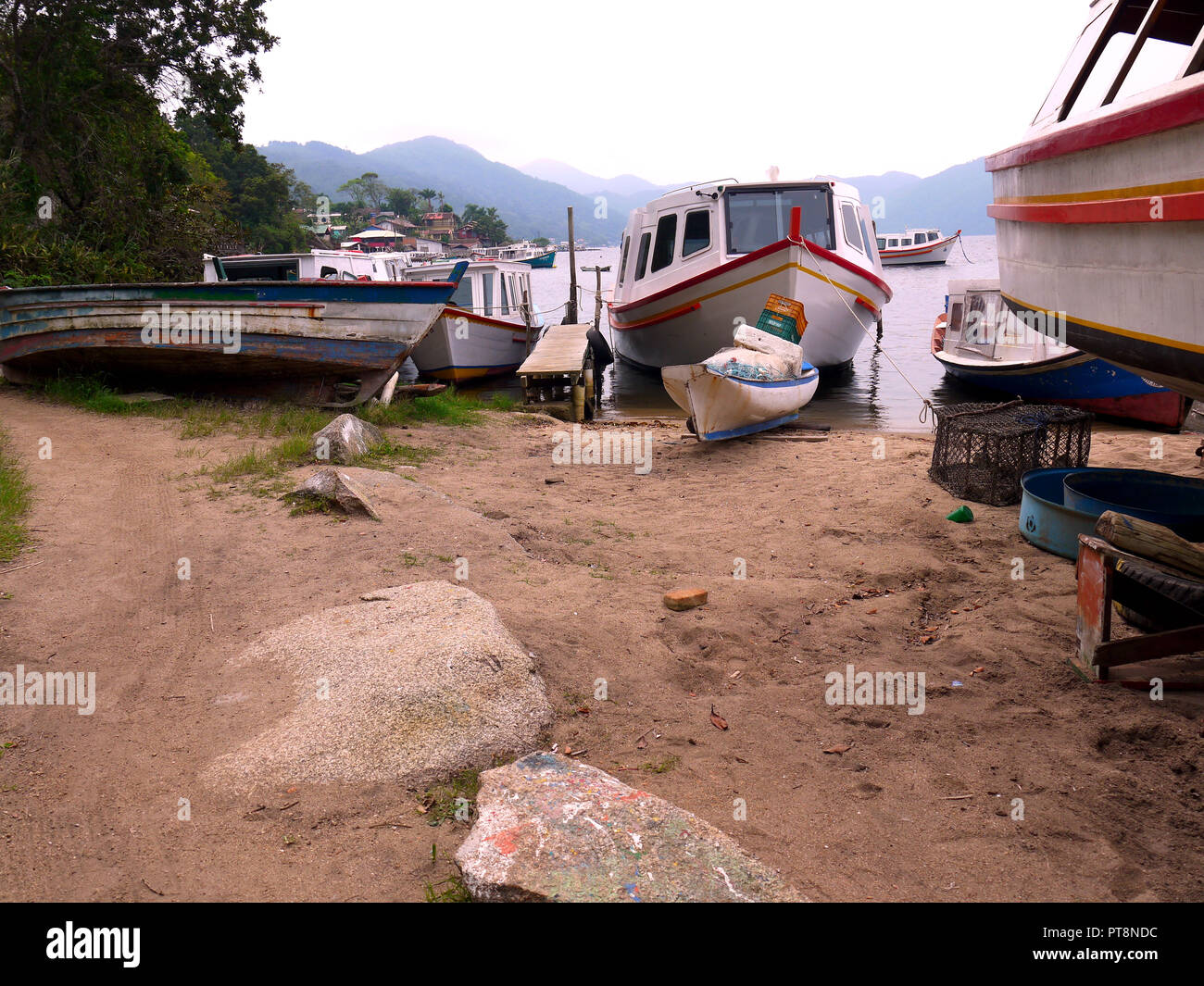 The boat repair yard at  Lagoa da Conceição Florianopolis Brasil Stock Photo