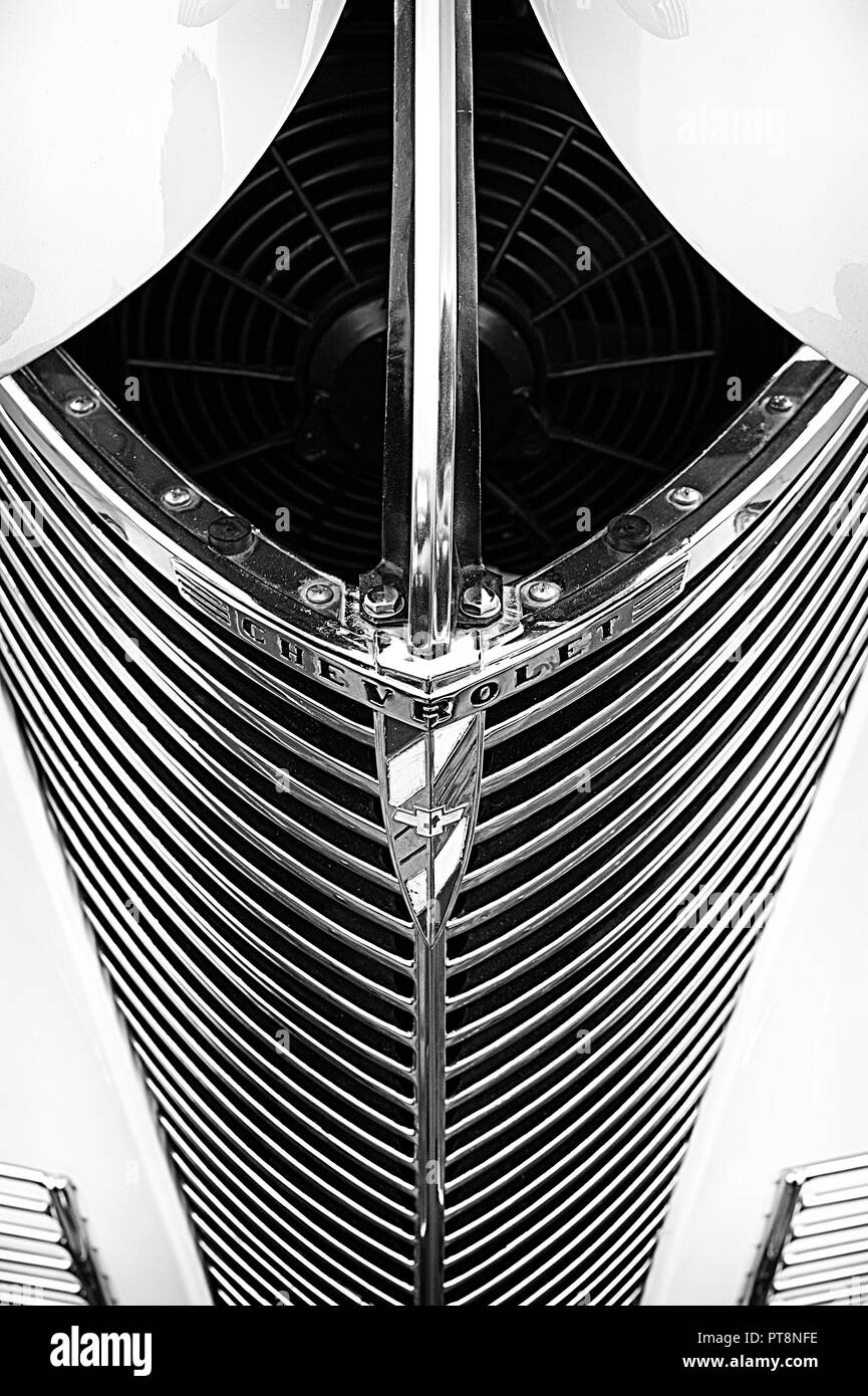 Abstract view front grill American Chevrolet Stock Photo