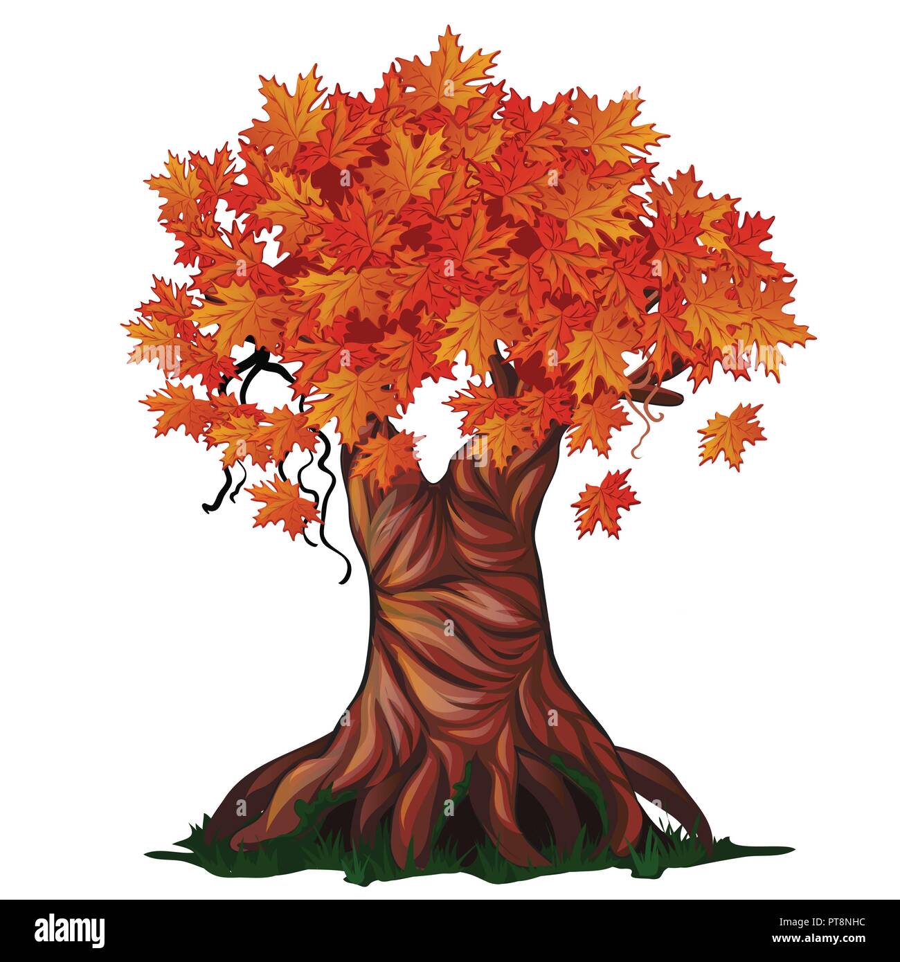 Fantasy Deciduous Tree In The Fall Isolated On White Background Golden Autumn In The Enchanted Forest Vector Cartoon Close Up Illustration Stock Vector Image Art Alamy
