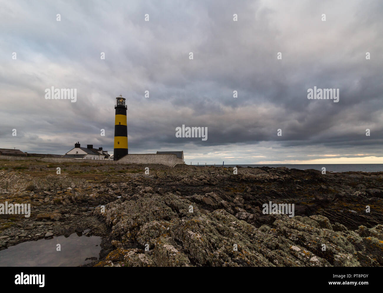 Lighthouse at St Johns Point, County Down, N.Ireland. Stock Photo