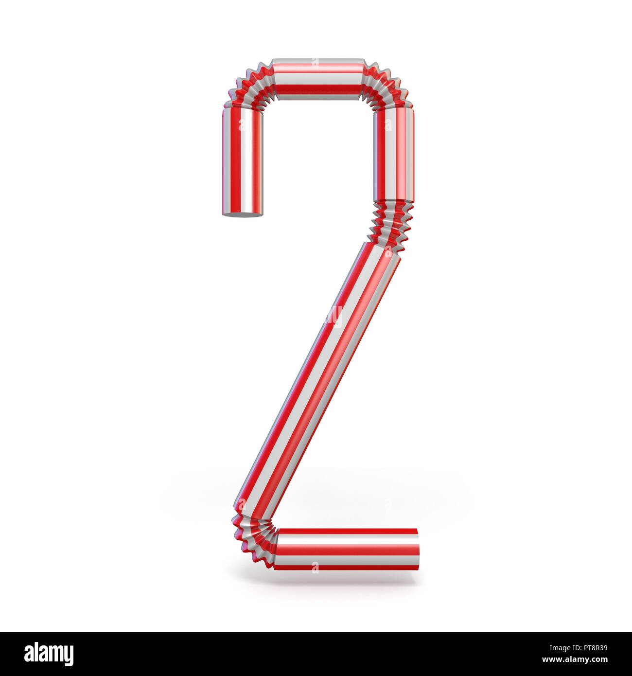 Drinking straw Number 2 TWO 3D render illustration isolated on white ...