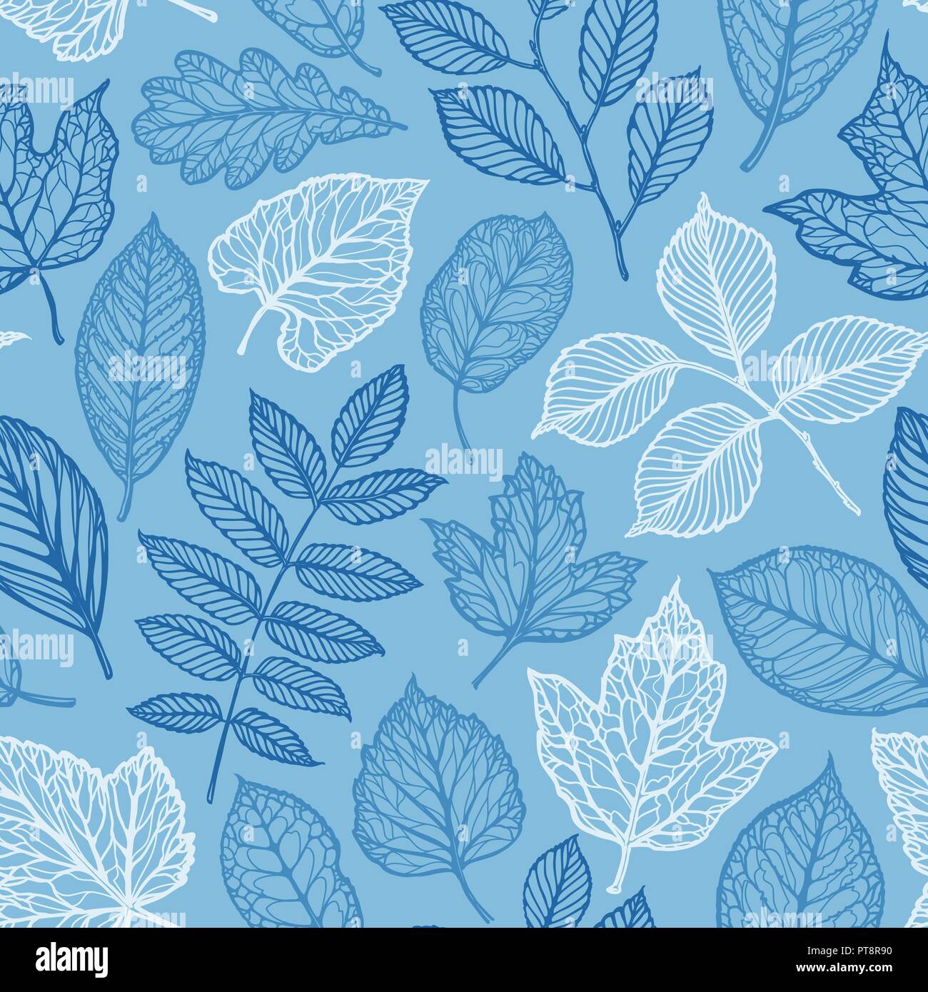 Floral pattern. Hand-drawn decorative leaves. Seamless background vector illustration Stock Vector