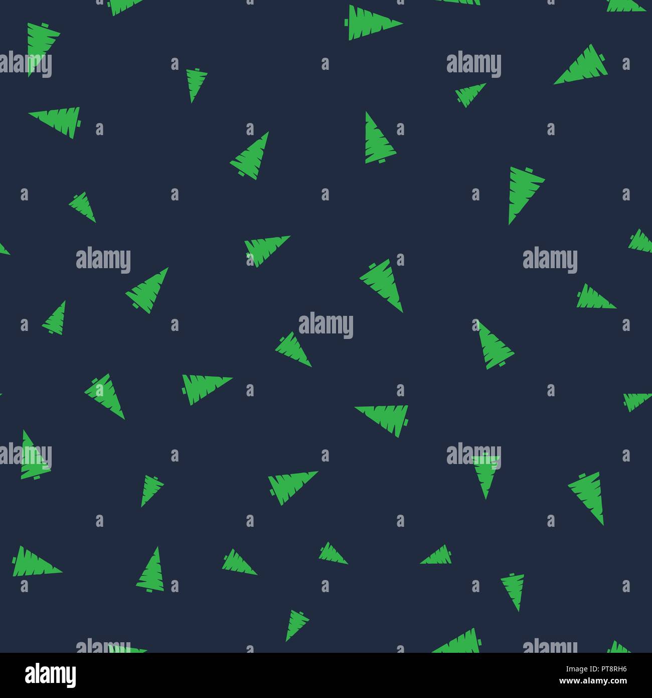 Green Christmas tree seamless pattern. Dark blue background. Vector ...