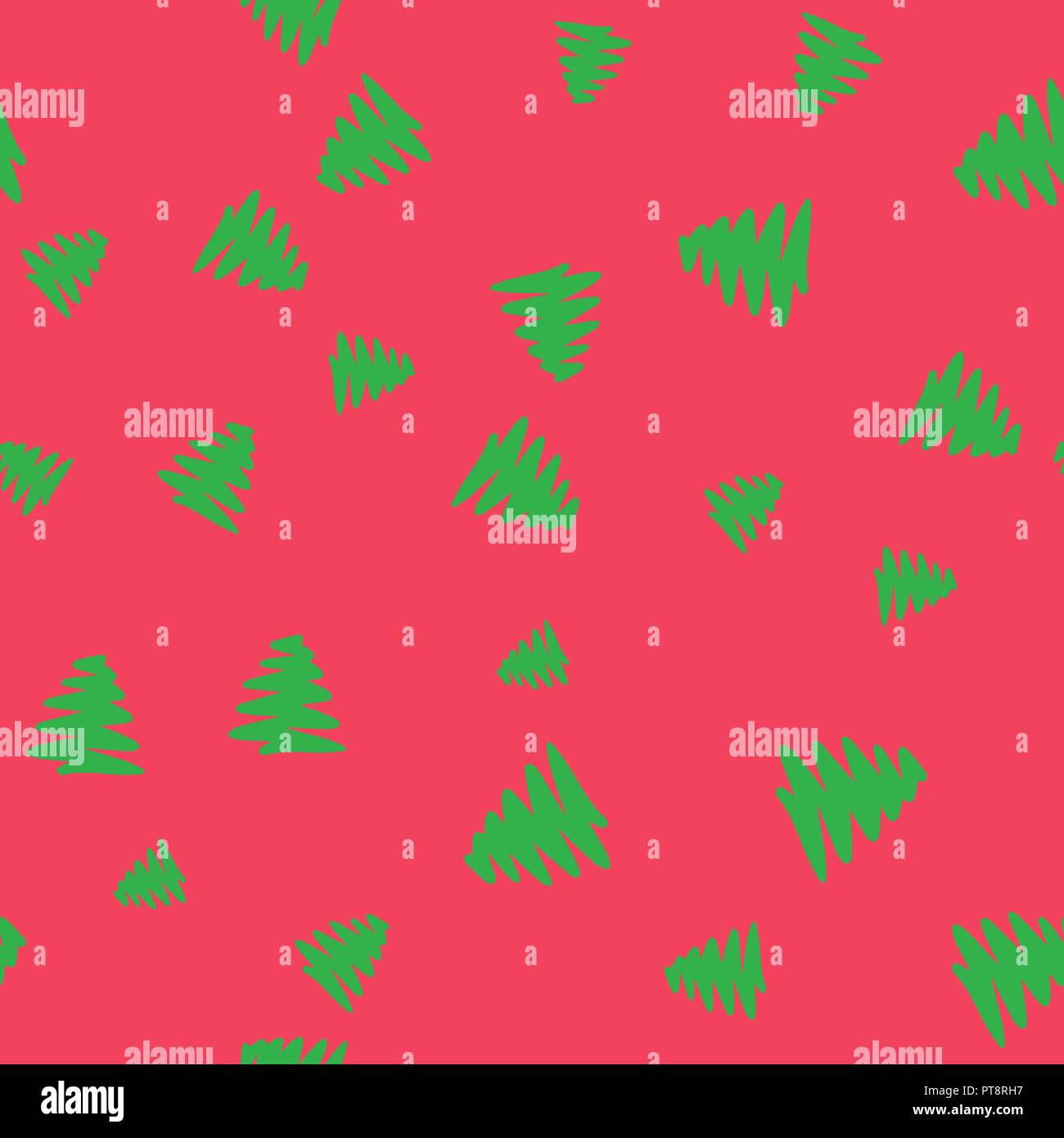 Green Christmas tree seamless pattern. Pink background. Vector ...