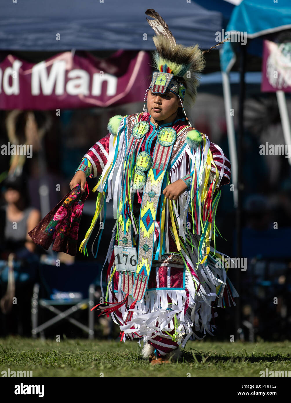 Participants dancing Native American style at the Stillwater Pow Wow in