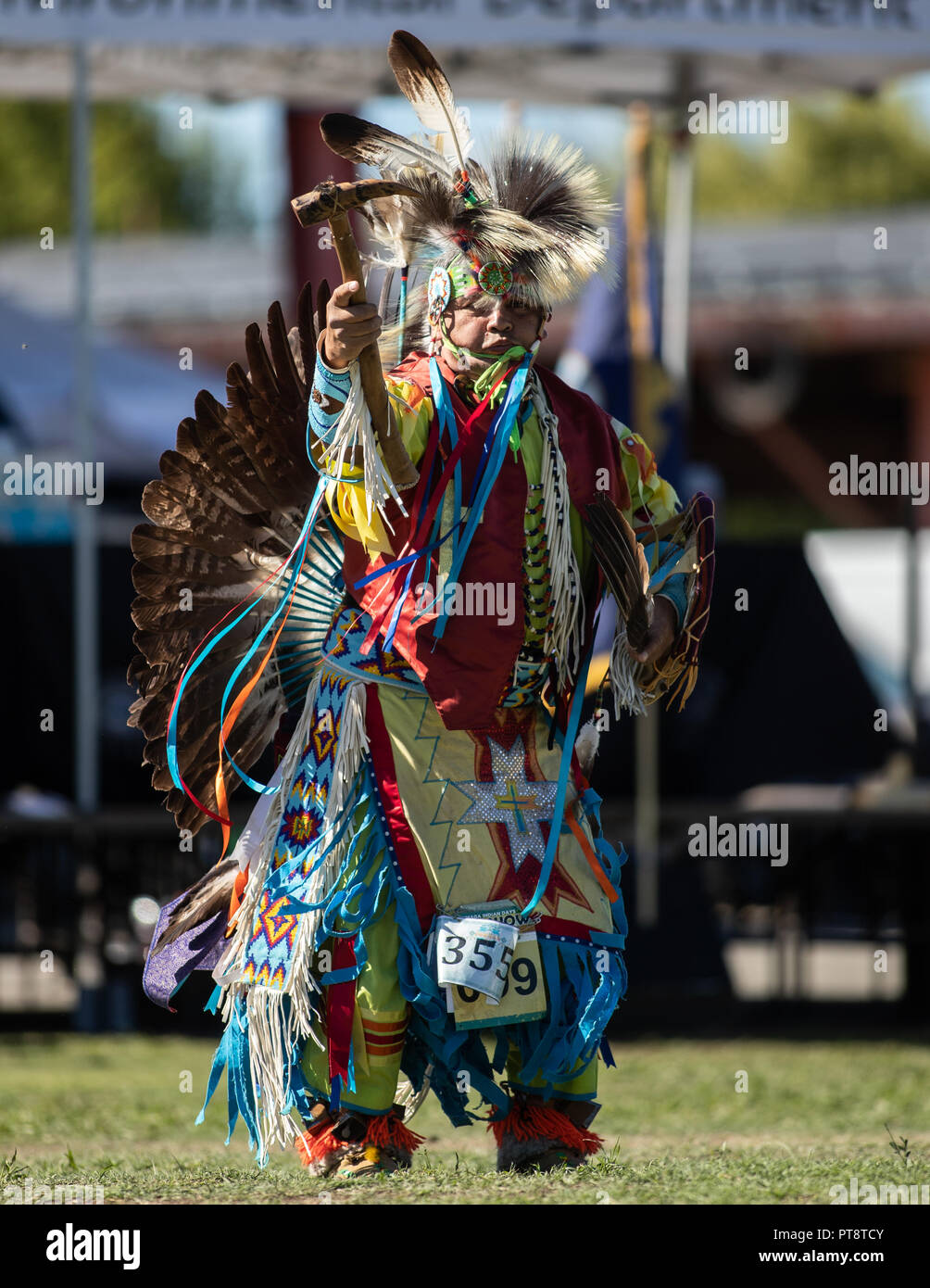 Participants dancing Native American style at the Stillwater Pow Wow in