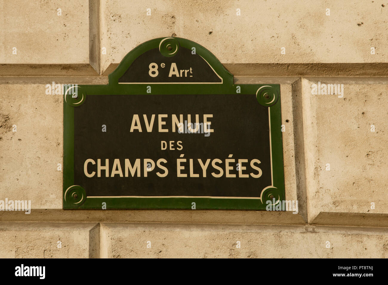 Champs Elysees street sign in Paris, France Stock Photo