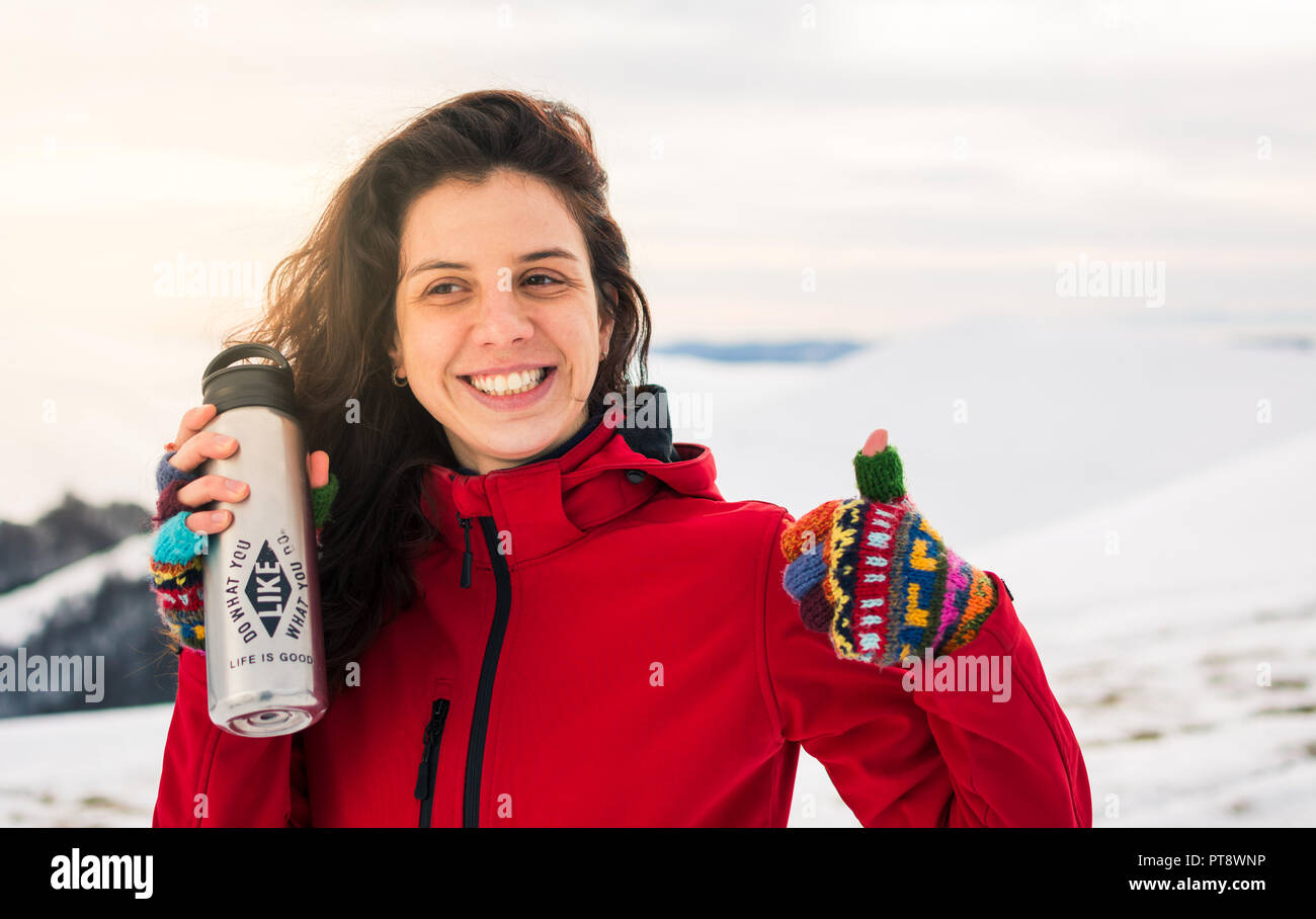 Girl hiker thumbs up hi-res stock photography and images - Alamy