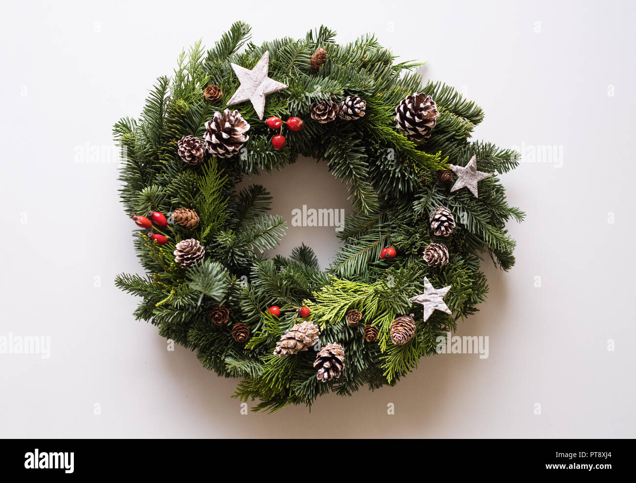 A christmas wreath on a white background Stock Photo - Alamy