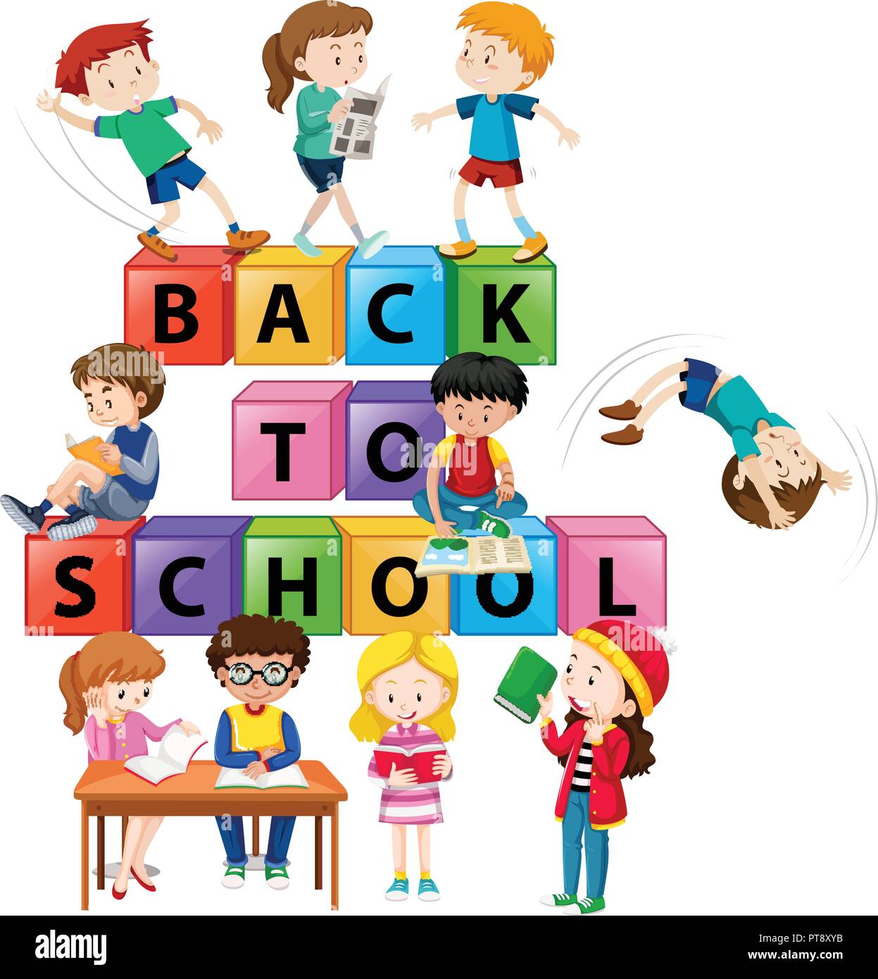Back to school children concept illustration Stock Vector