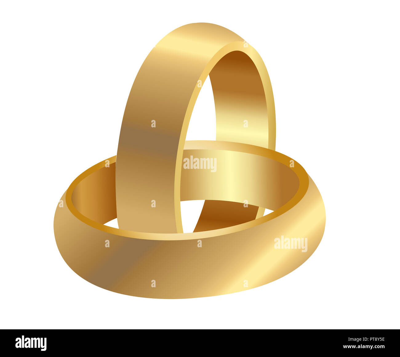 gold wedding rings ceremony connection proposal illustration Stock