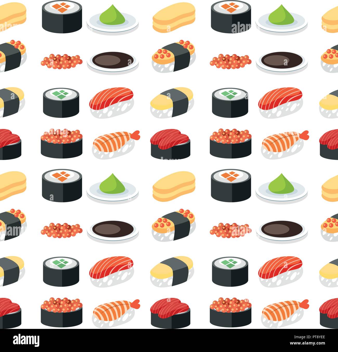 Seamless pattern sushi set illustration Stock Vector Image & Art - Alamy