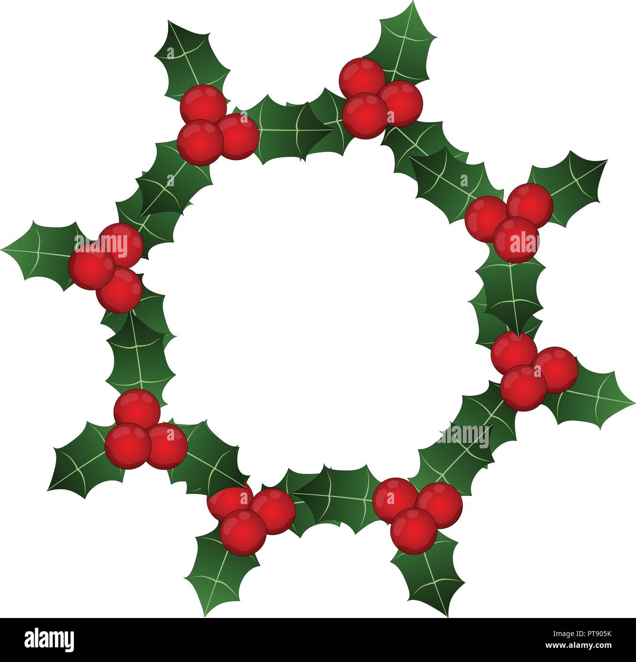 Red Berry Christmas Wreath isolated on White Background. Vector ...