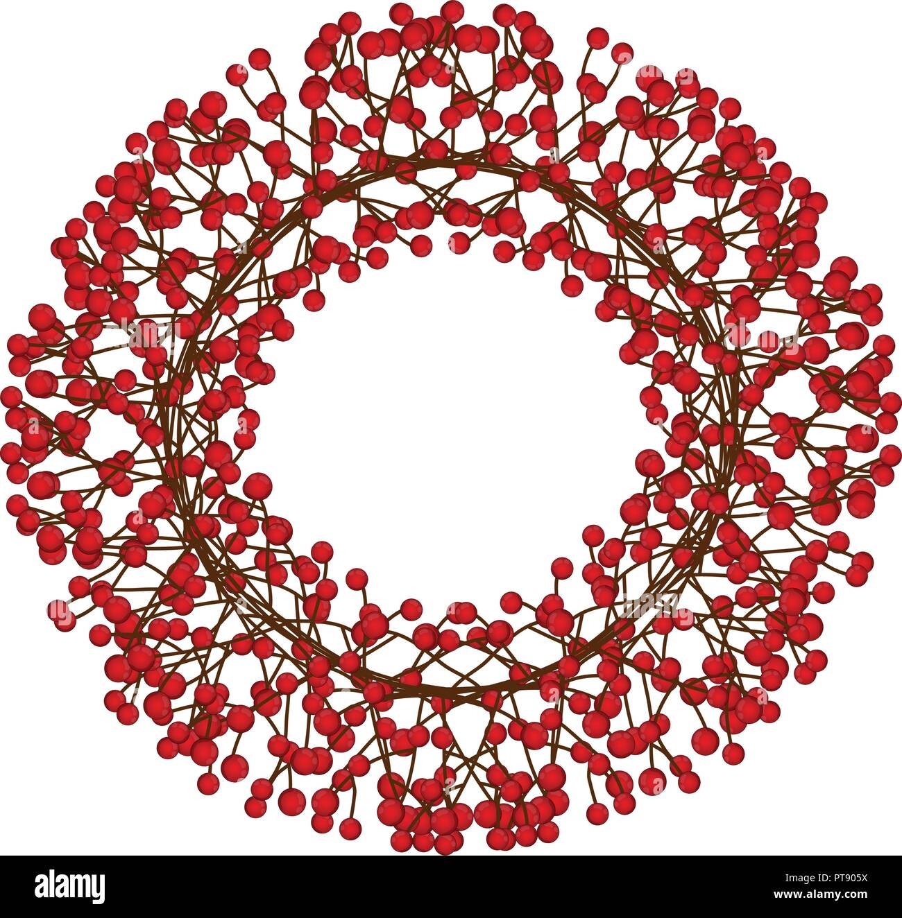 Red Berry Christmas Wreath isolated on White Background. Vector ...