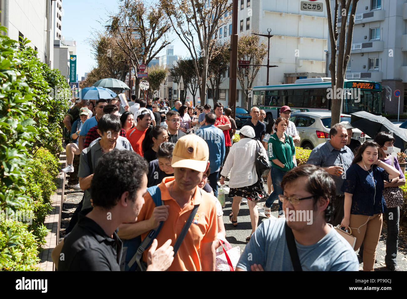 HAMAMATSU CITY, JAPAN - OCTOBER 07, 2018: People waiting in line 