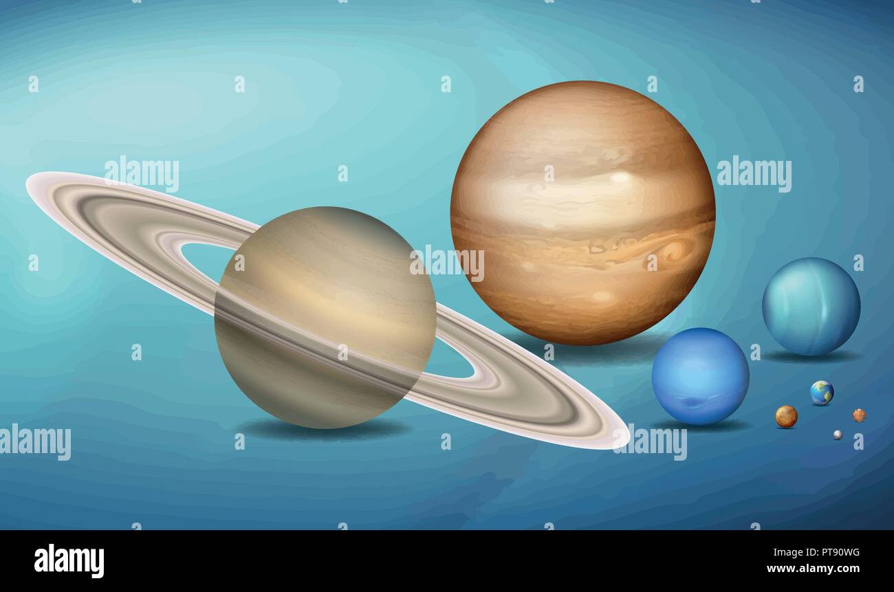 Planets in space scence illustration Stock Vector