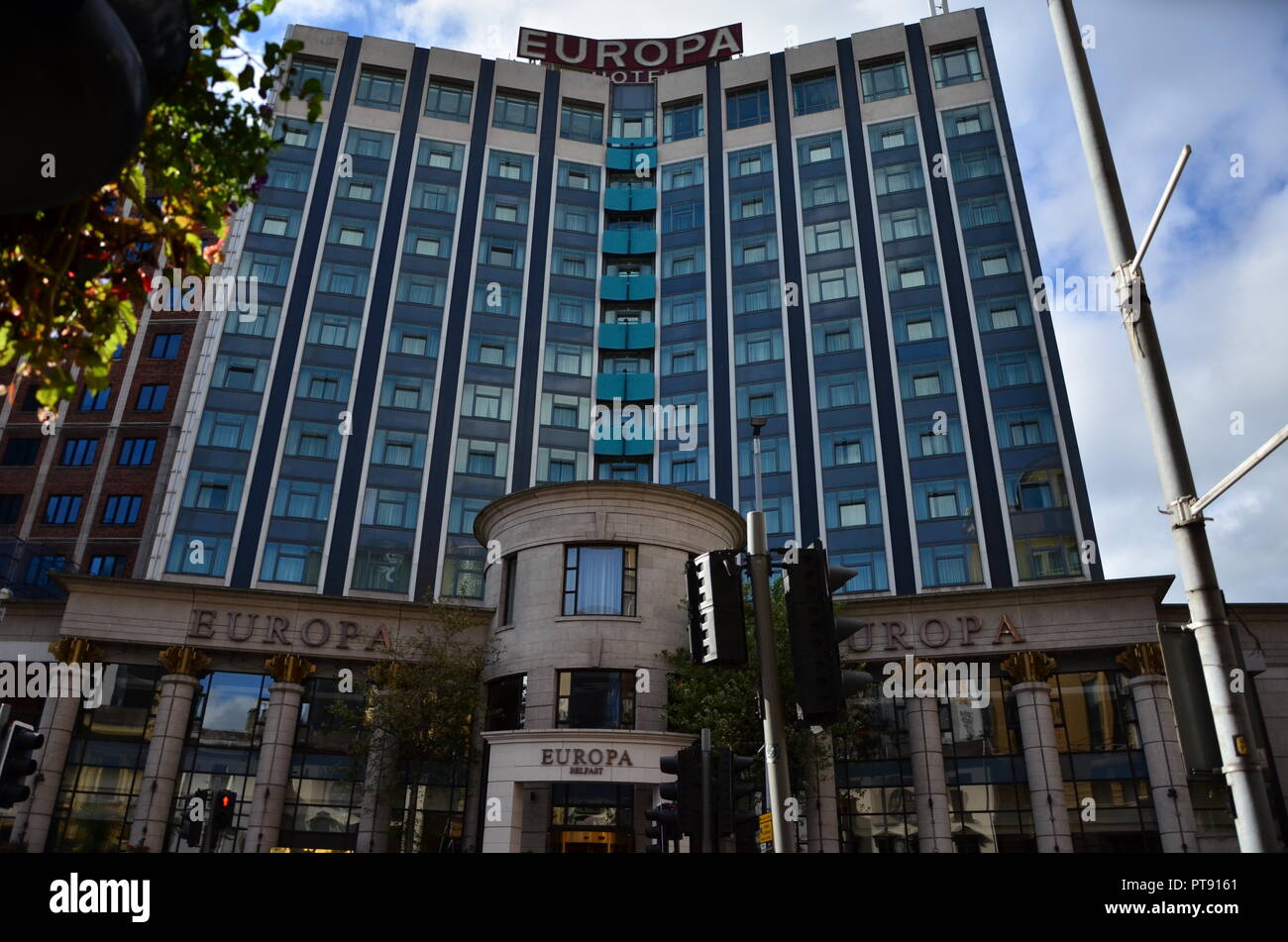 Belfast city skyline, Europa Hotel Stock Photo