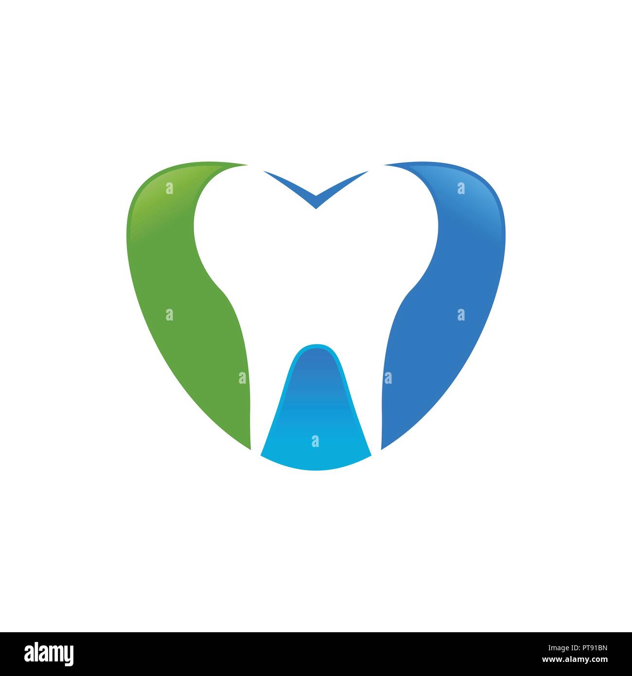 Love Dental Care Blue Green Vector Symbol Graphic Logo Design Template Stock Vector