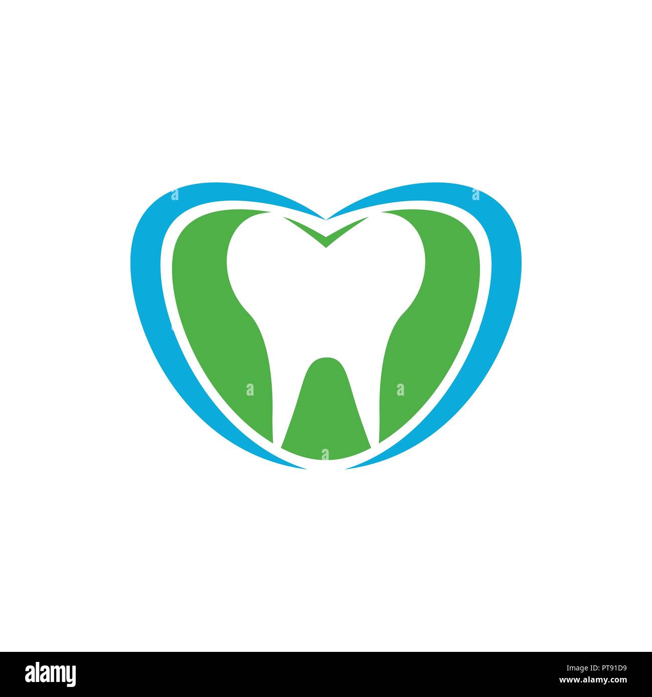 Dental Total Care Blue Green Vector Symbol Graphic Logo Design Template Stock Vector