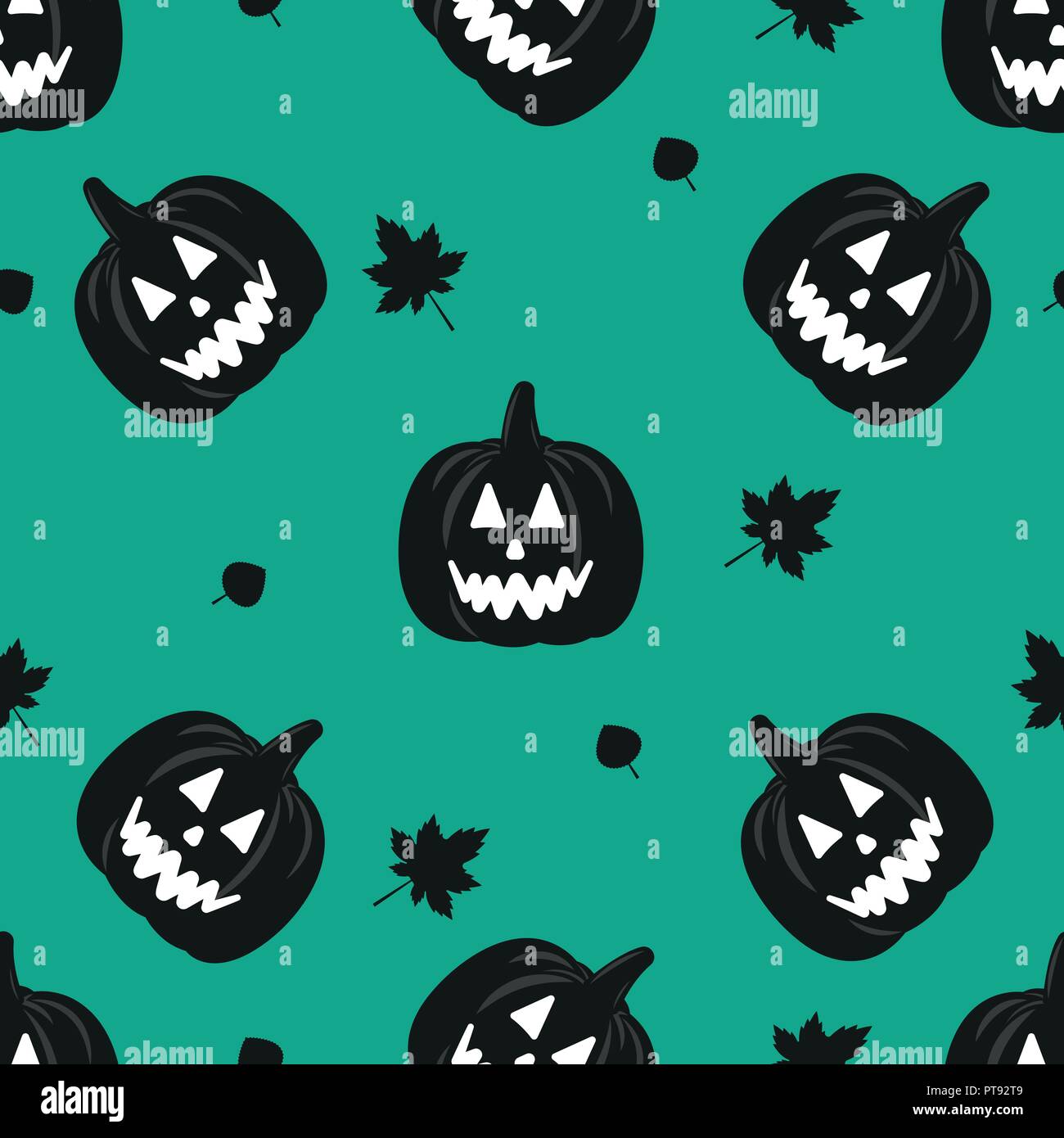 Halloween seamless pattern with Jack-o'-lantern Vector illustration ...