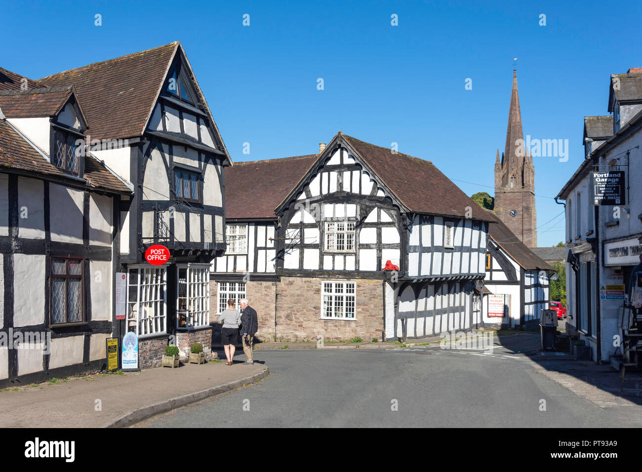 Ancient 'black and white' buildings, High Street, Weobley, Herefordshire, England, United Kingdom Stock Photo