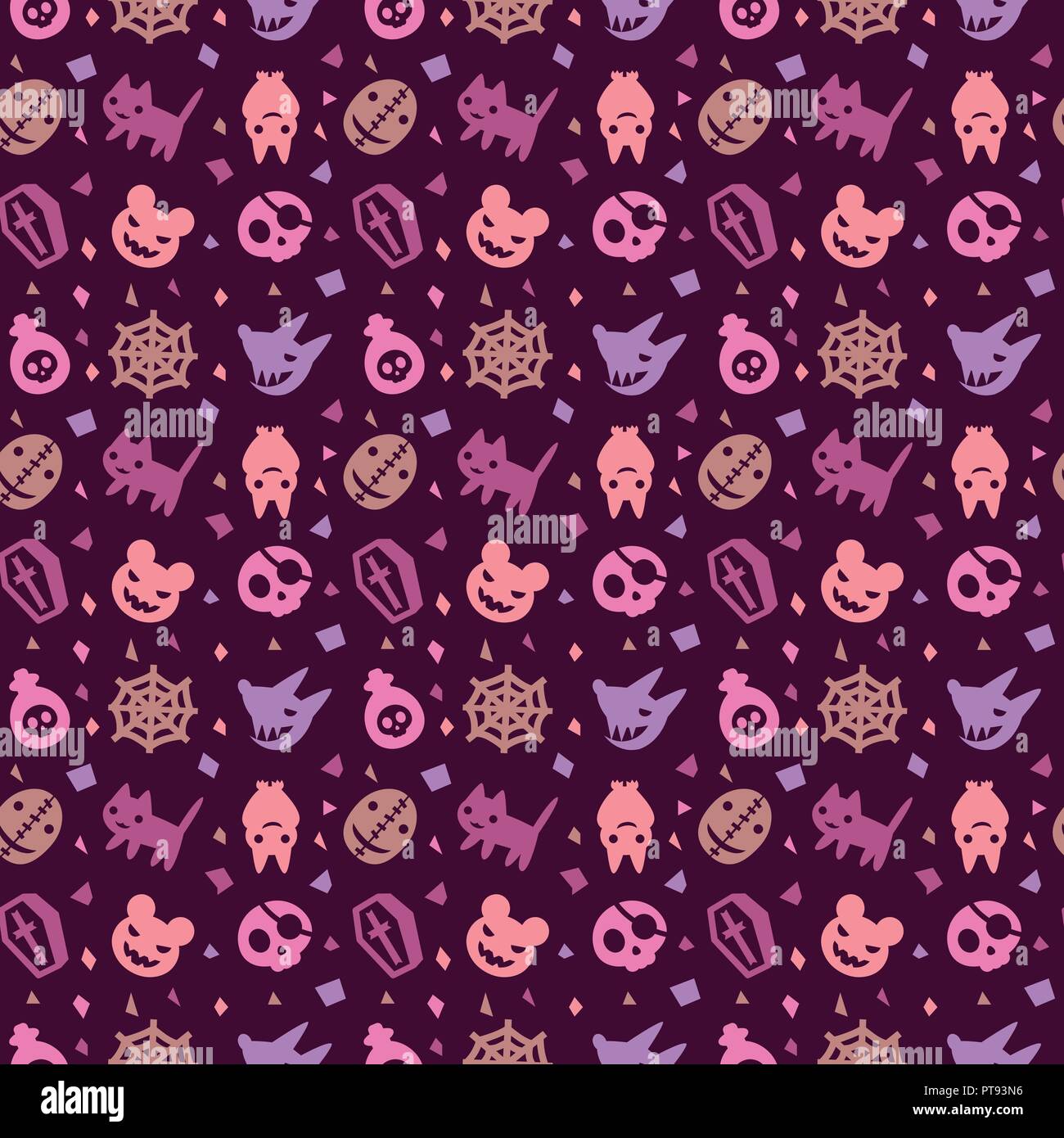 cute hallowen pattern background with pastel color Stock Vector
