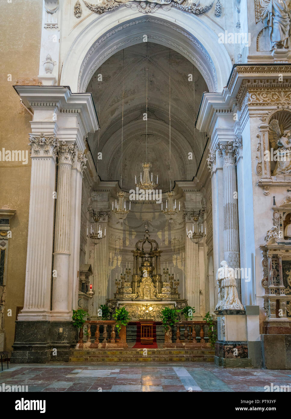 Indoor view in the amazing Cefalù Cathedral. Sicily, southern Italy. Stock Photo