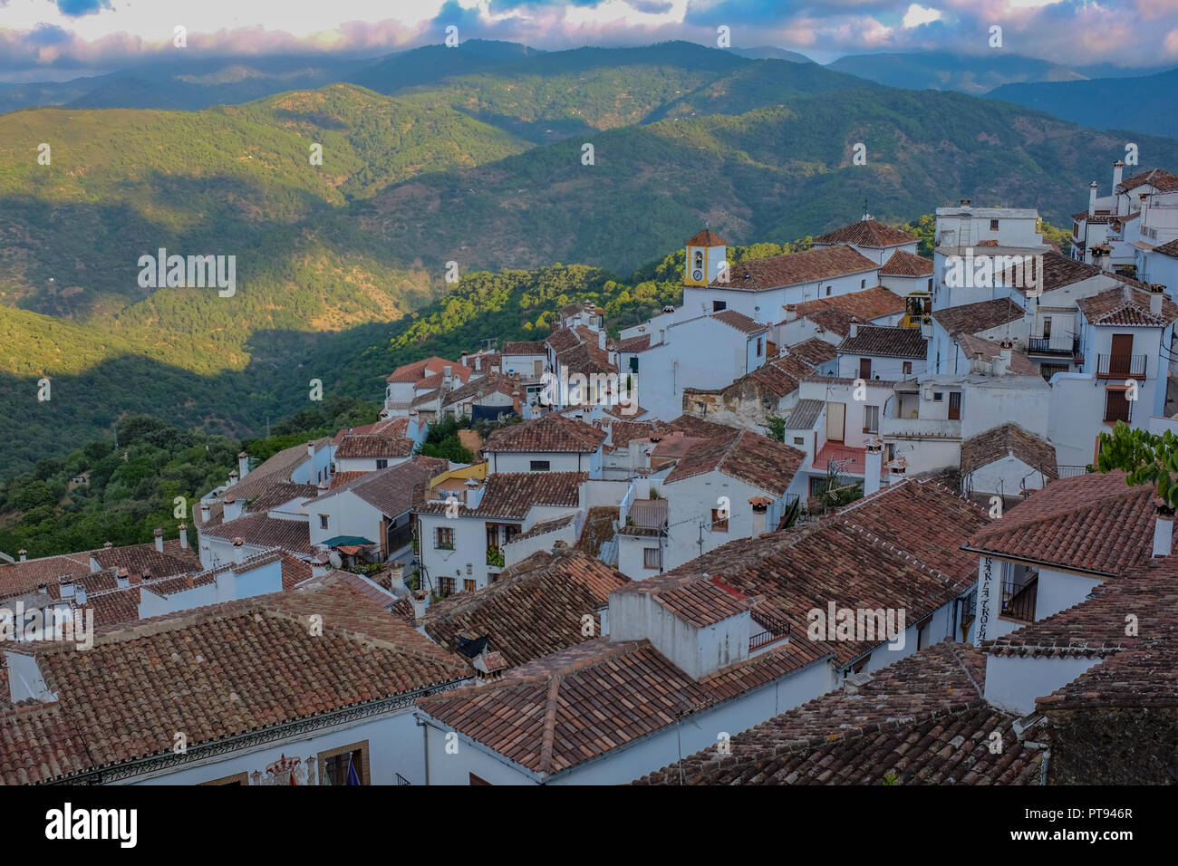 The 'white village' of Benalauría is home to just a few hundred people. It is located in the Serranía de Ronda, or mountains of Ronda, in the province Stock Photo