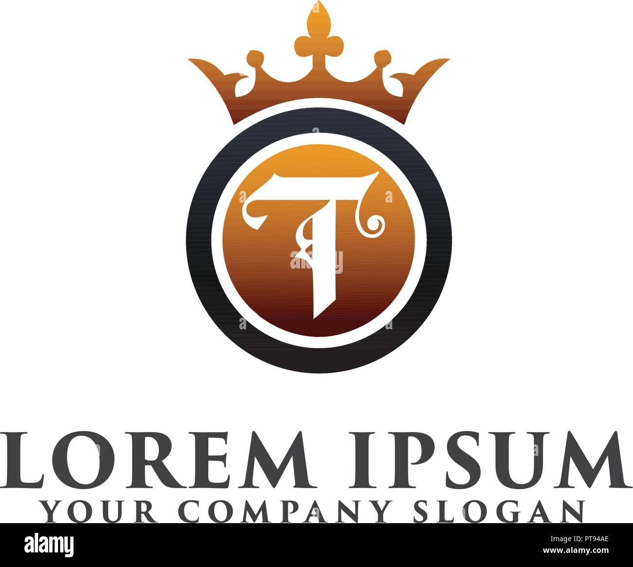 Luxury Letter T with crown Logo design concept template Stock Vector ...