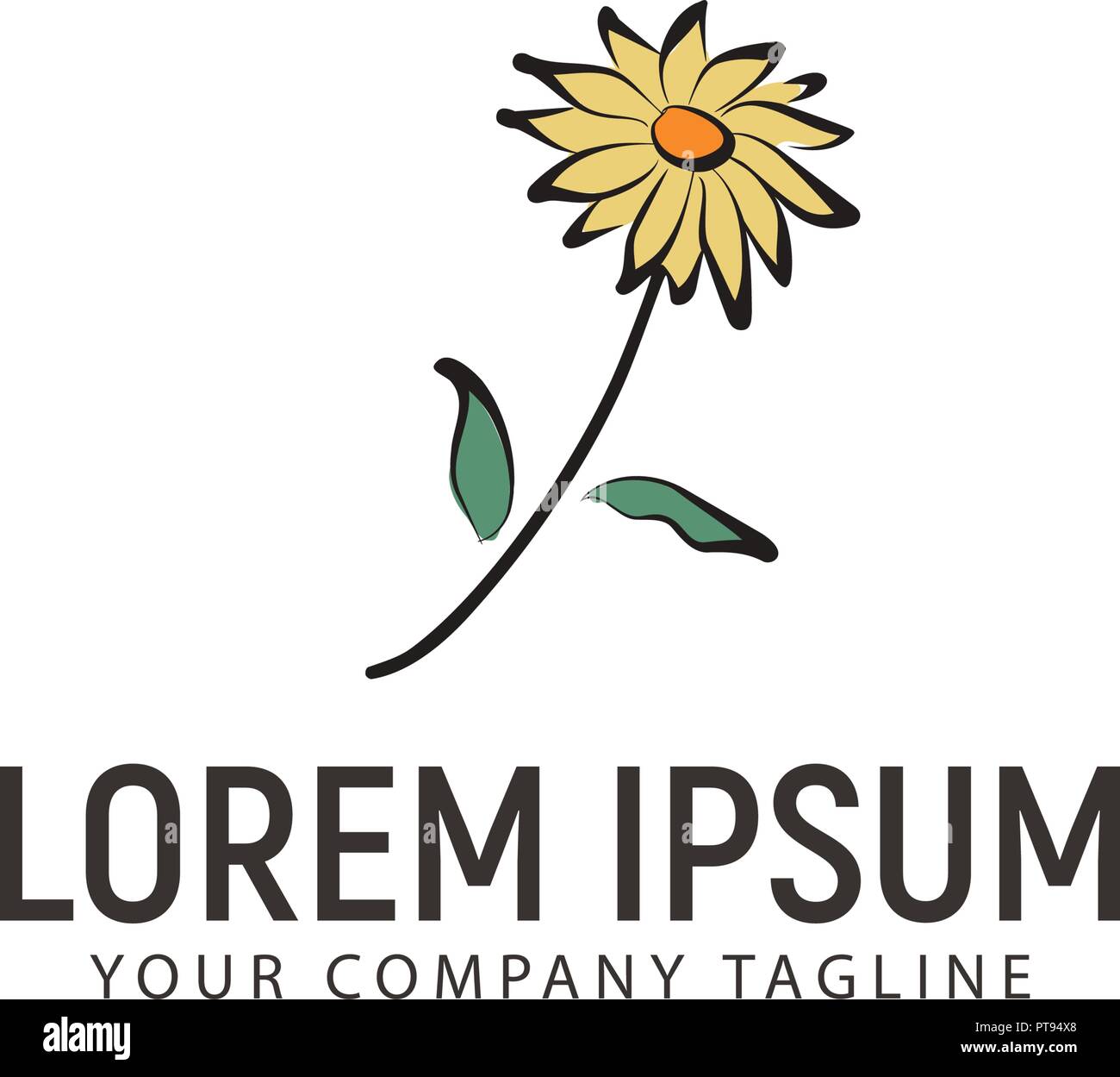 flower logo hand drawn style design concept template Stock Vector Image & Art Alamy