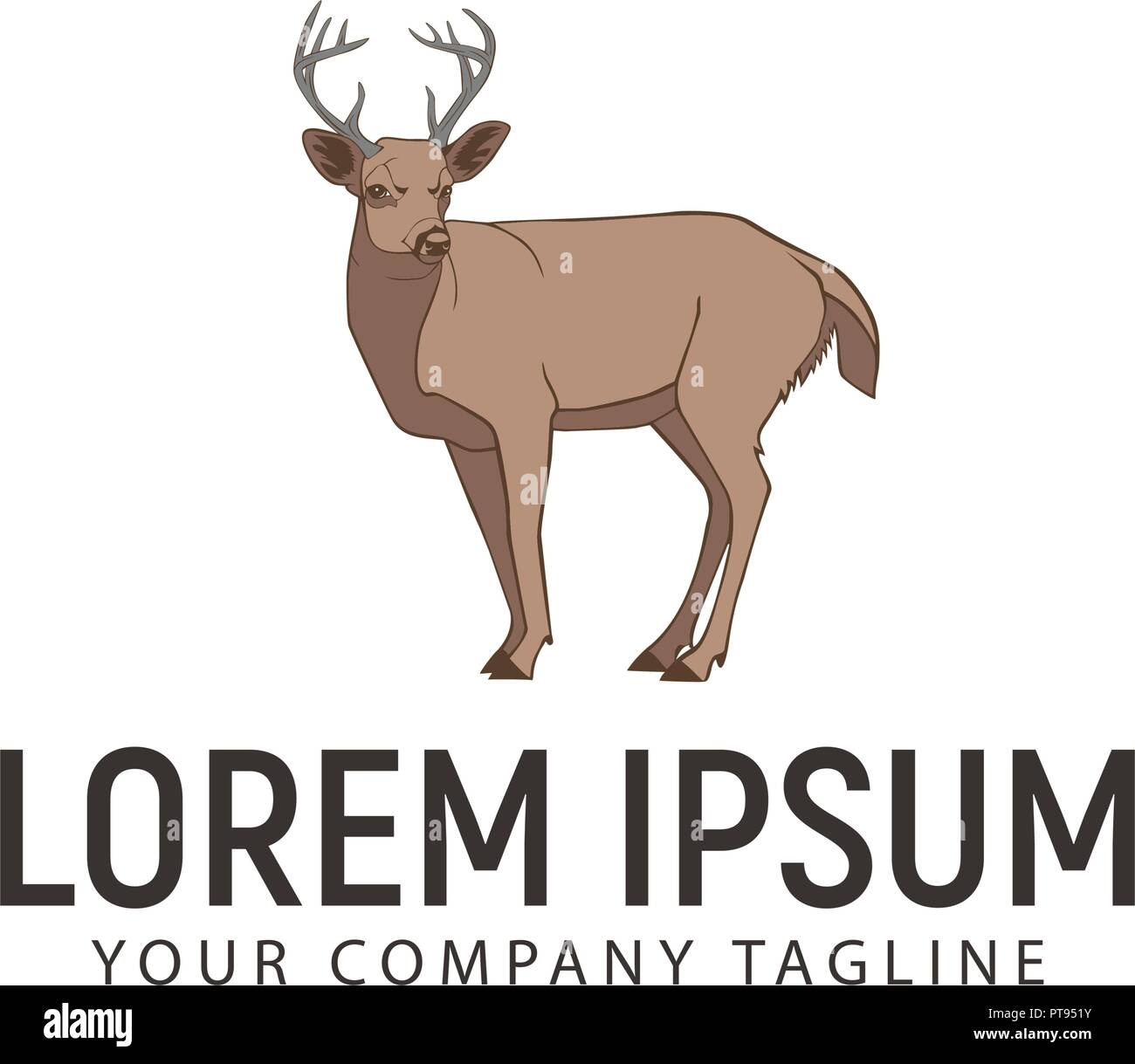 deer retro vintage logo design concept template Stock Vector