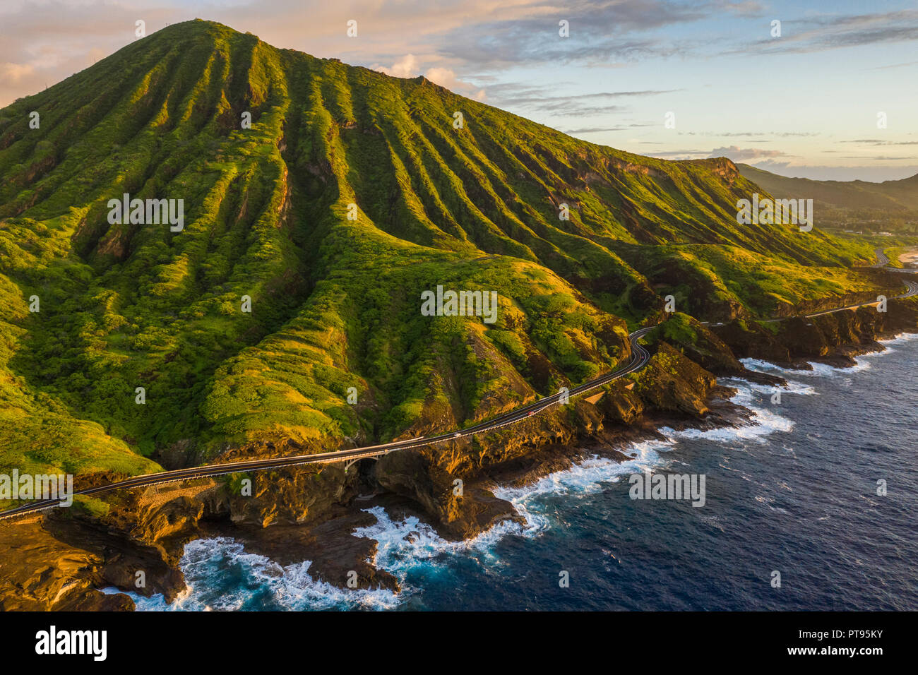 A high view of Koko Crater on the East side of Oahu, Hawaii Stock Photo ...