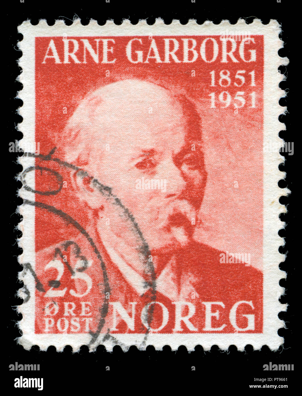 Postmarked stamp from Norway in the People series issued in 1951 Stock Photo