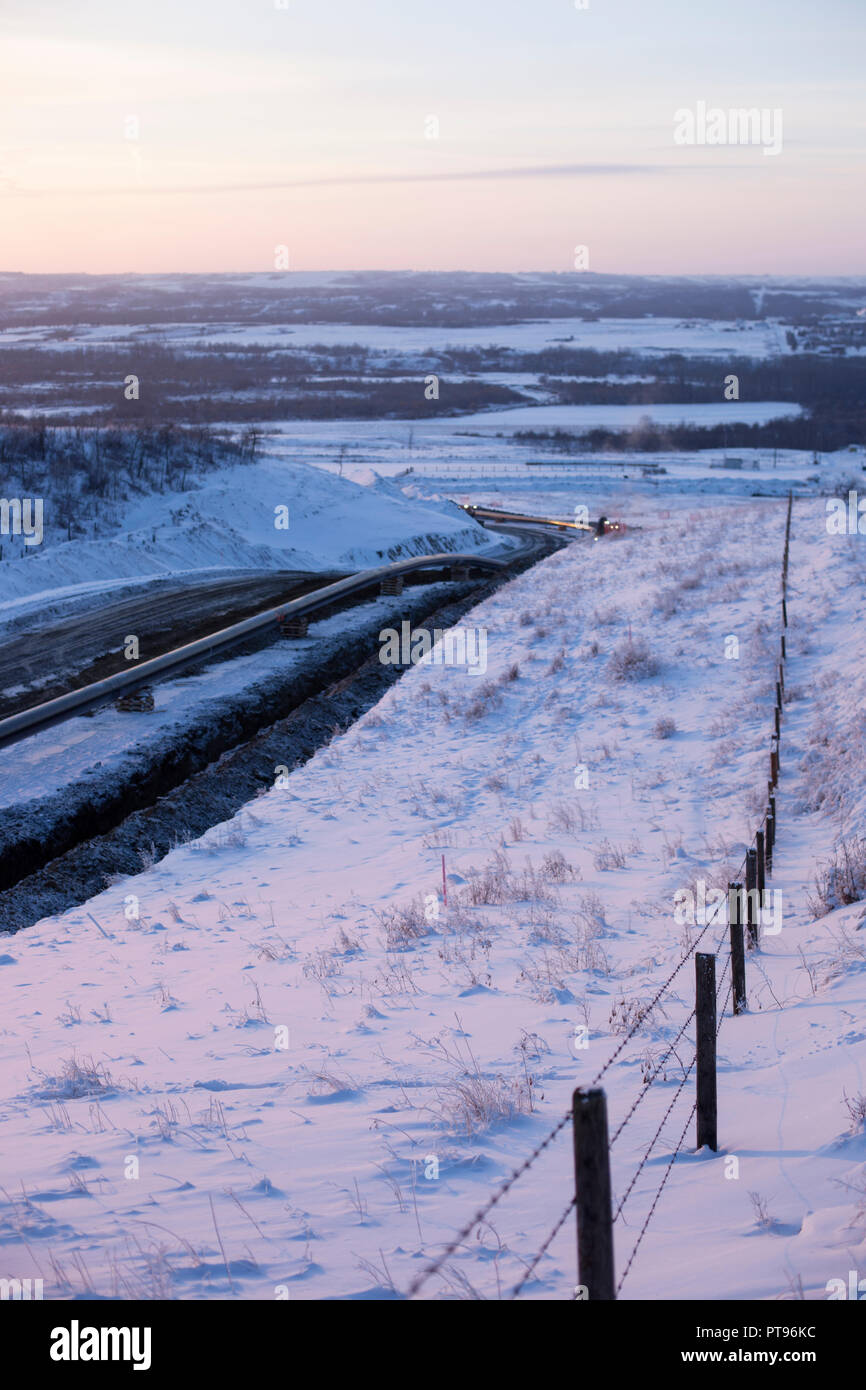 Workers construct the Enbridge Athabasca Pipeline Twinning Project in