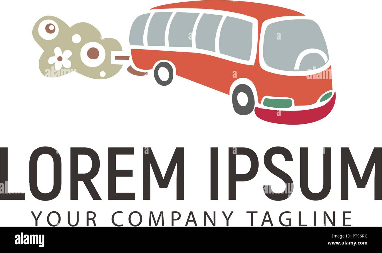 mini Bus retro logo design concept template Stock Vector