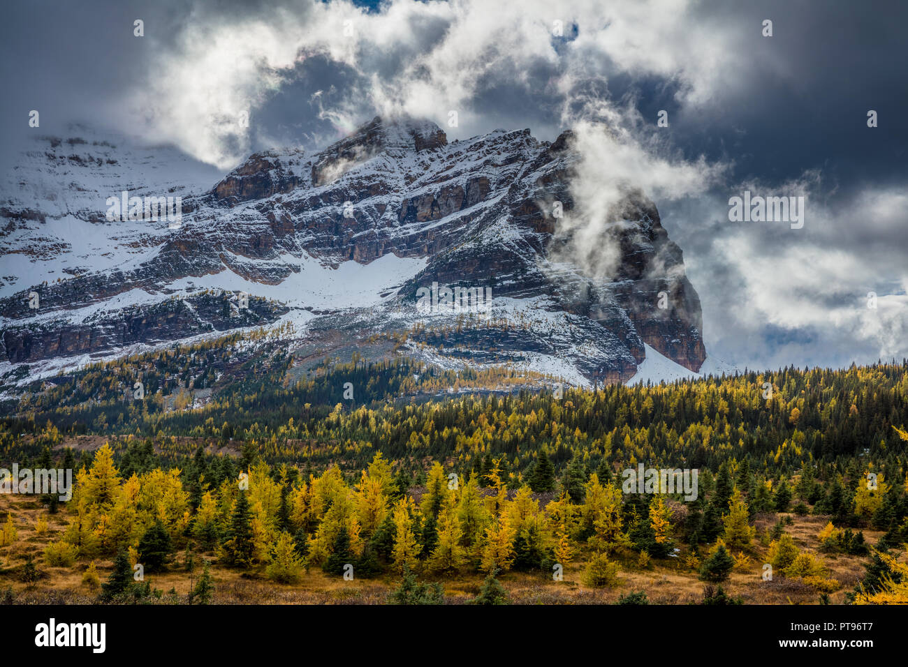 Mount Assiniboine Provincial Park is a provincial park in British Columbia, Canada, located around Mount Assiniboine. Stock Photo