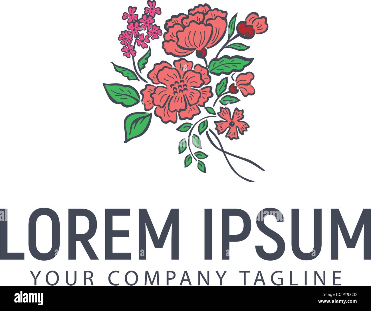 flower hand drawn logo. wedding design concept template Stock Vector ...
