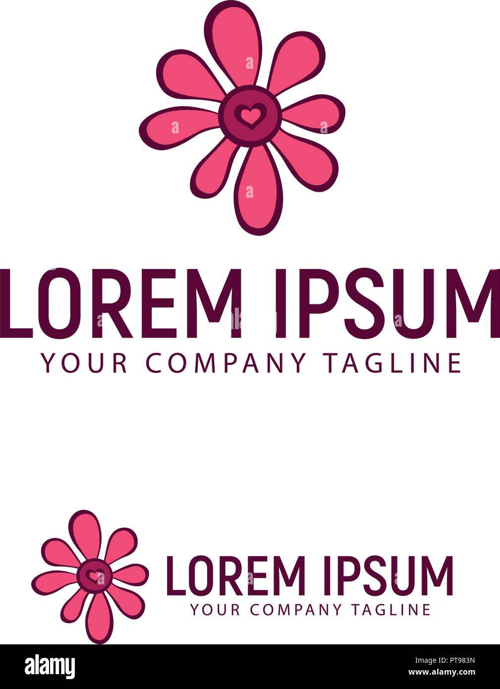 flower hand drawn logo design concept template Stock Vector Image & Art ...