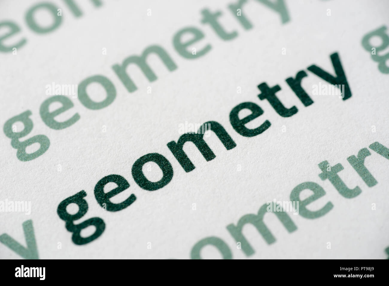 word geometry printed on white paper macro Stock Photo Alamy