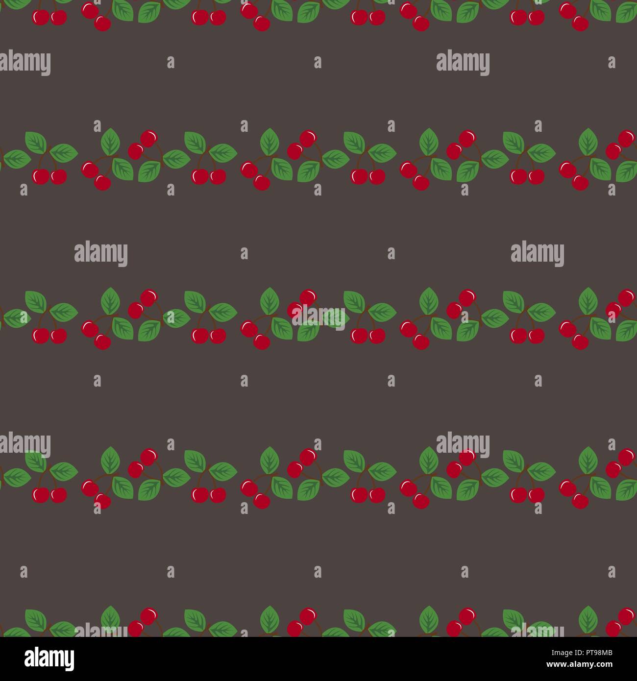 Pair of cherries seamless pattern on dark gray Stock Vector
